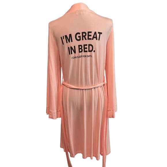 Los Angeles Trading Co Woman's PInk Robe " Im Great In Bed " NWOT one size - Picture 6 of 7